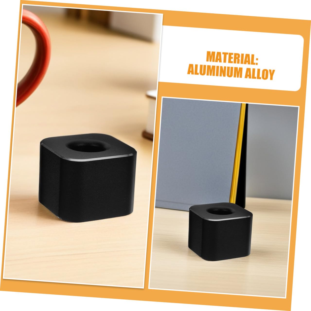 Mobestech Portapenne in Metallo 4 Pezzi in Lega di Alluminio Nero | Base Quadrata, Design Moderno e Compatto, per Scuola e Studio, Superficie Resistente e Facile da Pulire