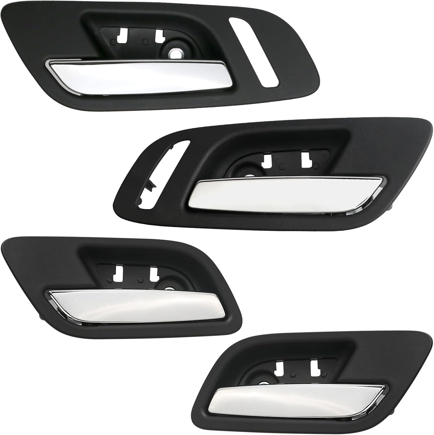 4pcs Interior Door Handles Front Rear Left &Right Side Ebony Black Compatible with 2007-2014 Chevy Silverado Avalanche Suburban Tahoe, GMC Sierra Yukon Replaces 22855627 81198 22855620