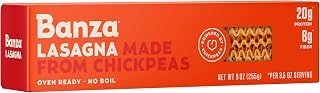 Banza Chickpea Lasagna Pasta Sheets, 8oz Pack of 6 - 23g Protein, Gluten-Free, 30% Fewer Carbs
