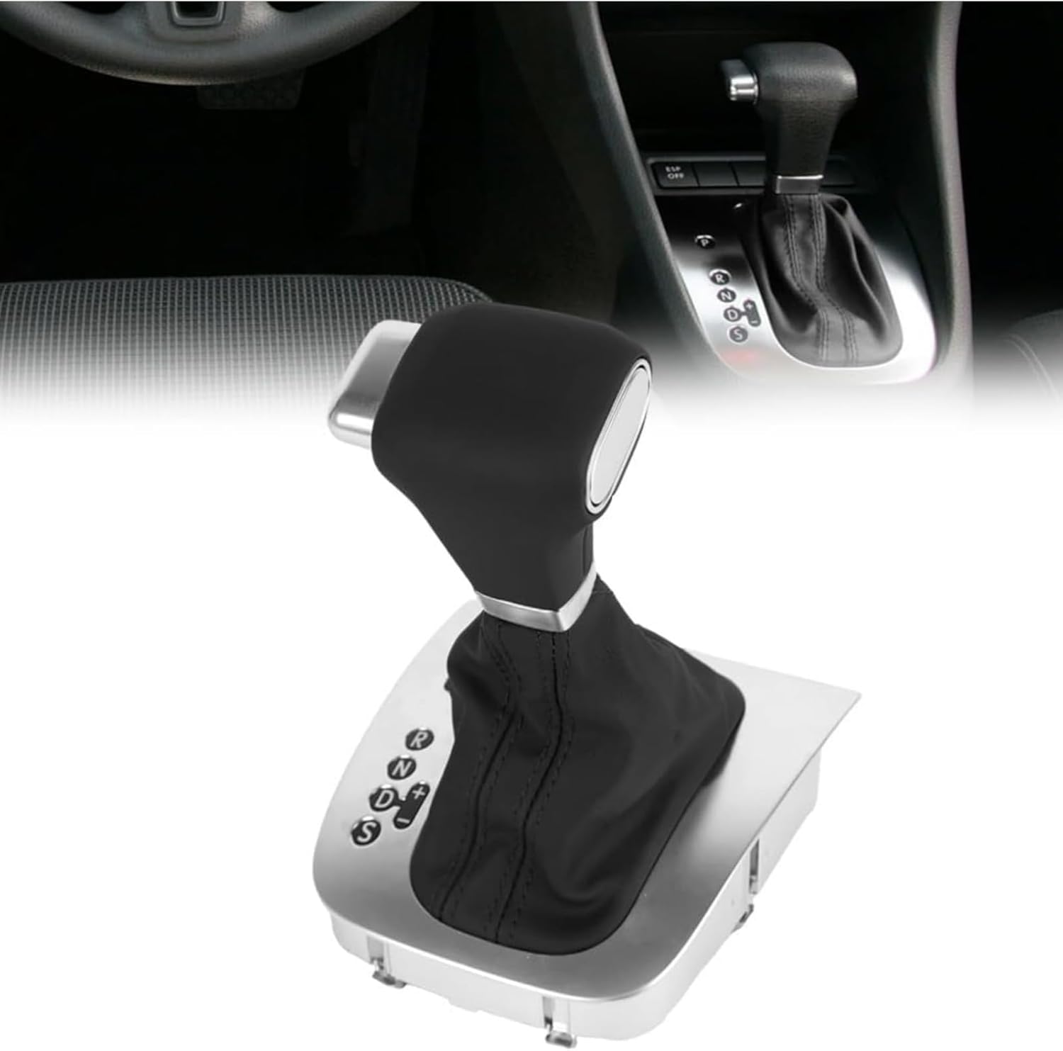 Automatic Gear Stick Shift Knob Fit for Volkswagen VW Rabbit 2006 2007 2008 2009 2010 2011 2012 2013 Golf 5/Golf 6/2006-2011 Jetta MK5, Original Leather Gear Shift with Boot, 1K1713203AG