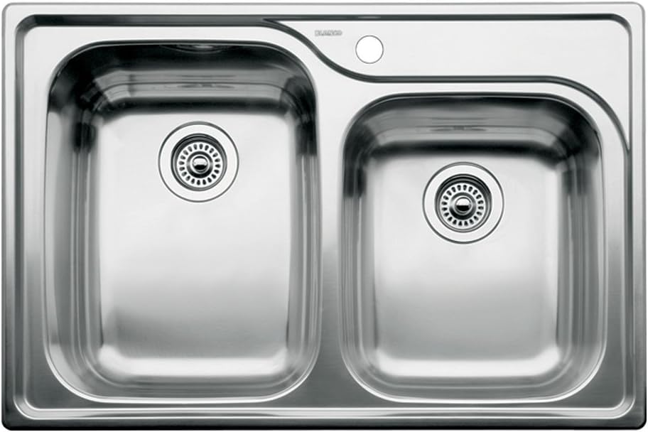 Blanco 510-885 Supreme 1-3/4 Double Bowl Drop-In Kitchen Sink, Satin Polished Finish