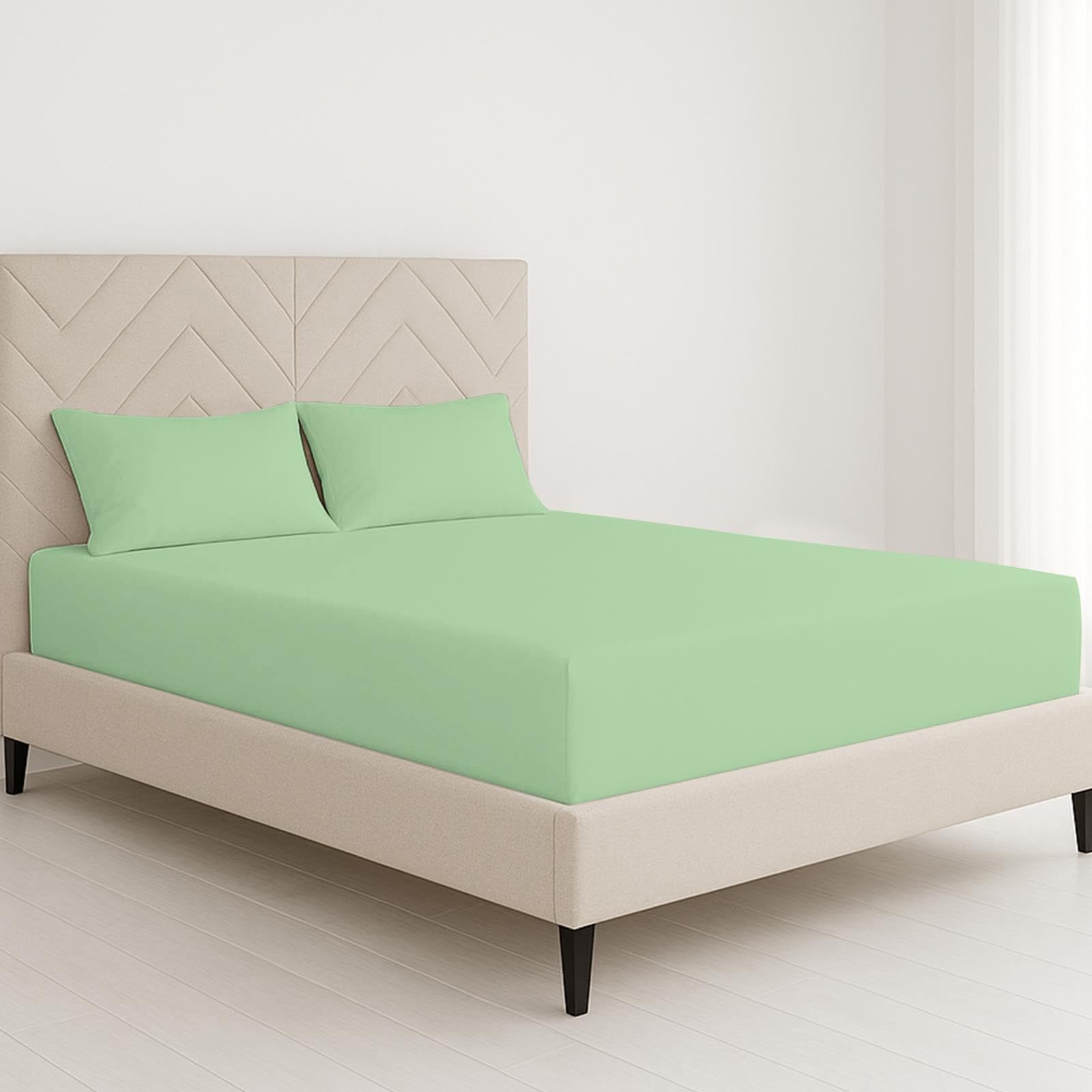 Chcomfort Sage Green Deep Single Size Fitted Sheet With Matching Pillowcase - Microfiber, All-Around Elastic 40Cm Depth, Wrinkle-Free, Fade Resistant - Suitable For All! (, Single)