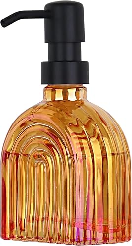 Miniatura 3 de Dispensador de jabón de cocina de vidrio para baño, 9 onzas, dispensador de jabón moderno líquido recargable para jabón de manos, dispensador de