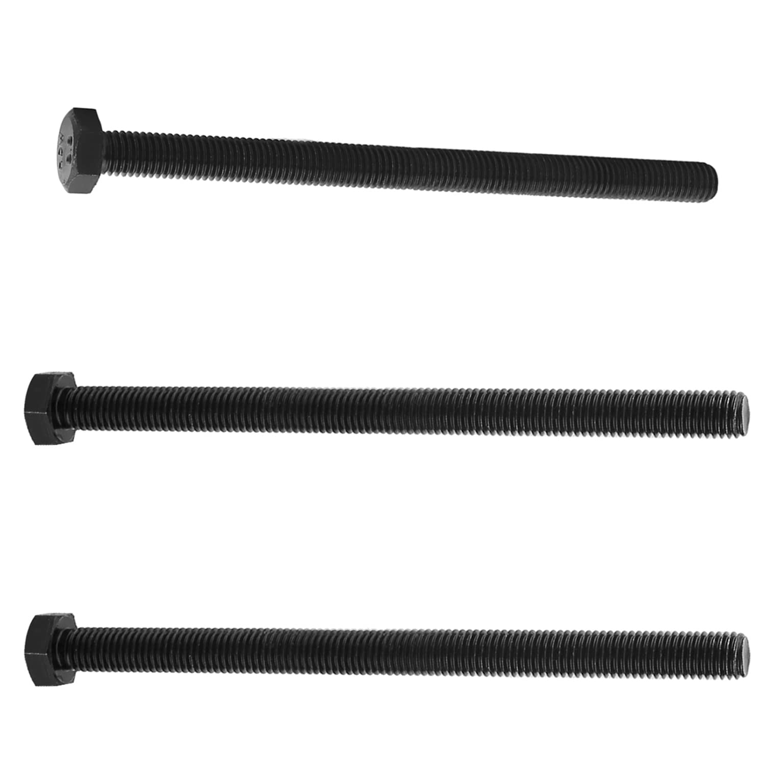 Heyiarbeit M10x150mm Hex Screws Bolts Carbon Steel Fastener Rustproof Metric Fully Threaded Replace Bolt Black 3PCS