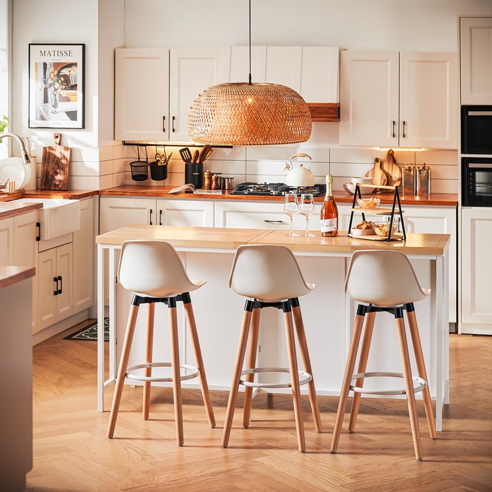 SoBuy Îlot Central Cuisine avec 4 niches et Tablette réglable, 170x89x60cm | Îlot de Cuisine 3-en-1 avec grand plan, charge 145 kg, robuste et facile à nettoyer, MDF, cuisine/repas/salon, KNL09-WN
