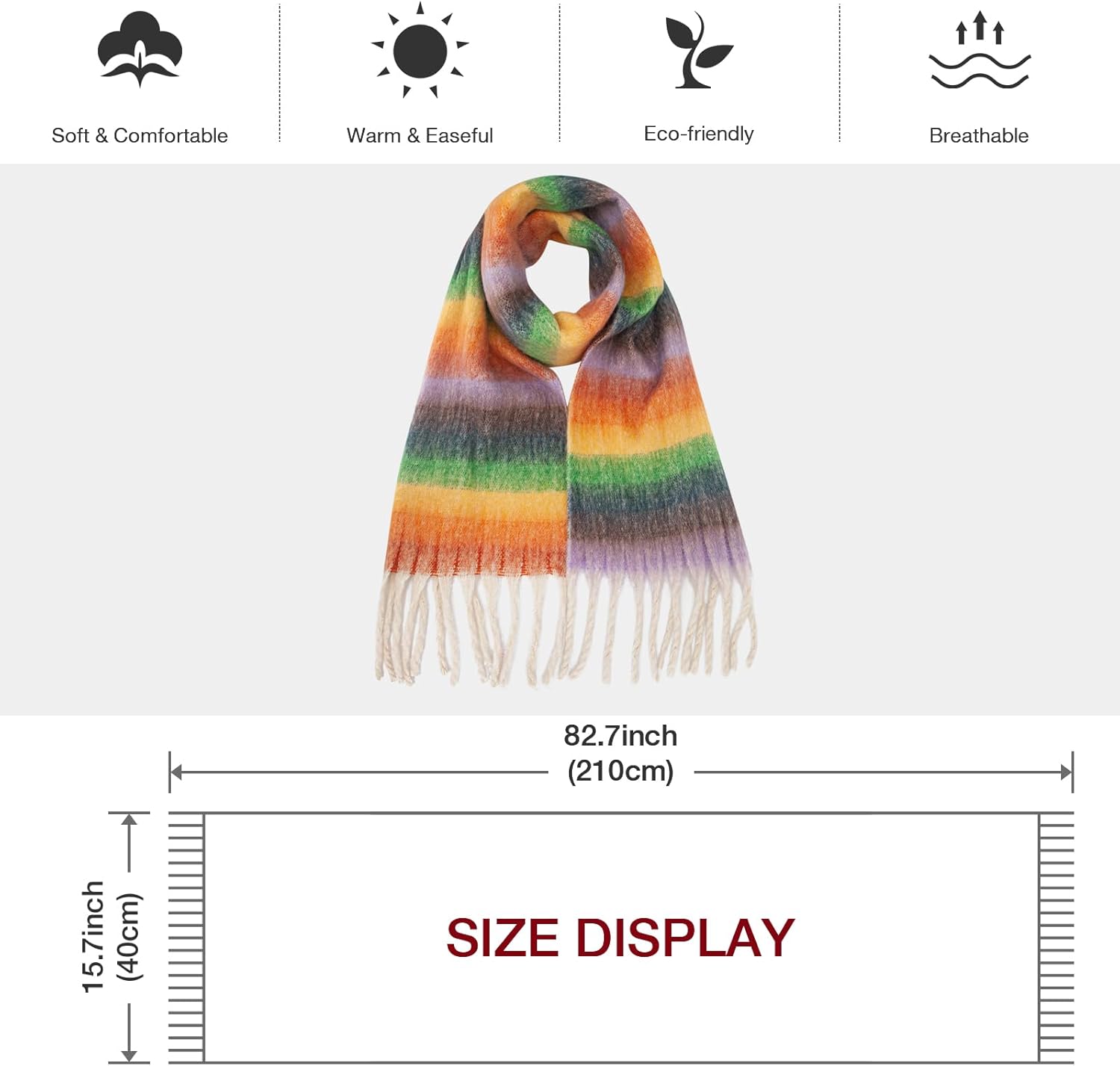 MissShorthair Oversized Chunky Blanket Scarf for Women Winter Warm Colorful Big Scarfs Plaid Thick Scarves Soft Fluffy Shawl - Image 6