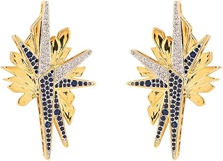 Gold Rhodium-Plated Cubic Zirconia Galaxy Drop Earrings For Women Price In India