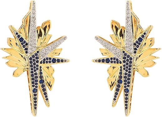 Gold Rhodium-Plated Cubic Zirconia Galaxy Drop Earrings For Women