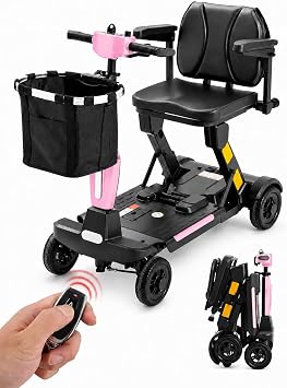 Ecomobi Auto Folding Mobility Scooter for Seniors & Adults with Portable 12Ah Removable Battery, Compact for 15 Miles Travel, Remote Control, 4 Wheel Scooter, 350W Motor, with GPS, 330 lb Capacity
