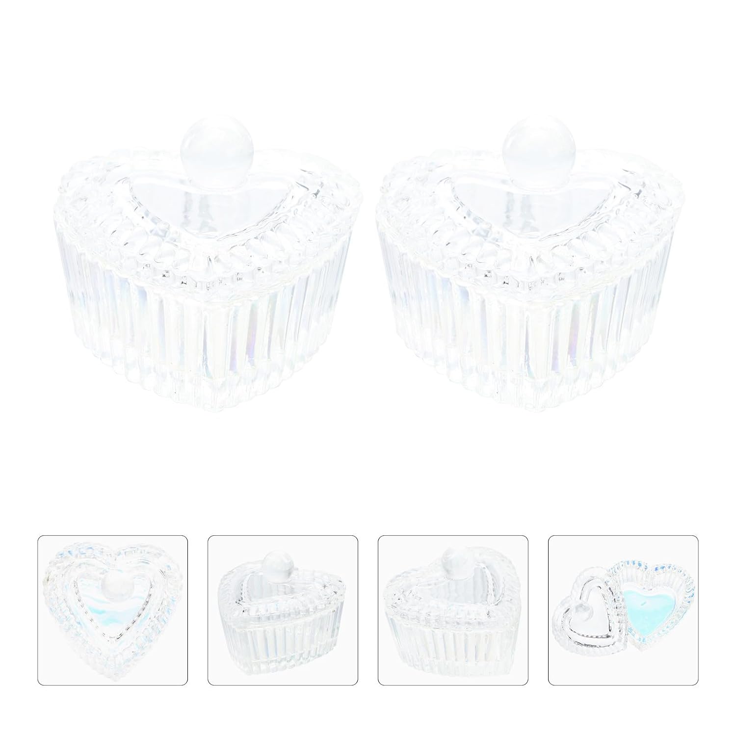 2pcs Heart Shape Glass Nail Art Liquid Cup with Lid for Acrylic