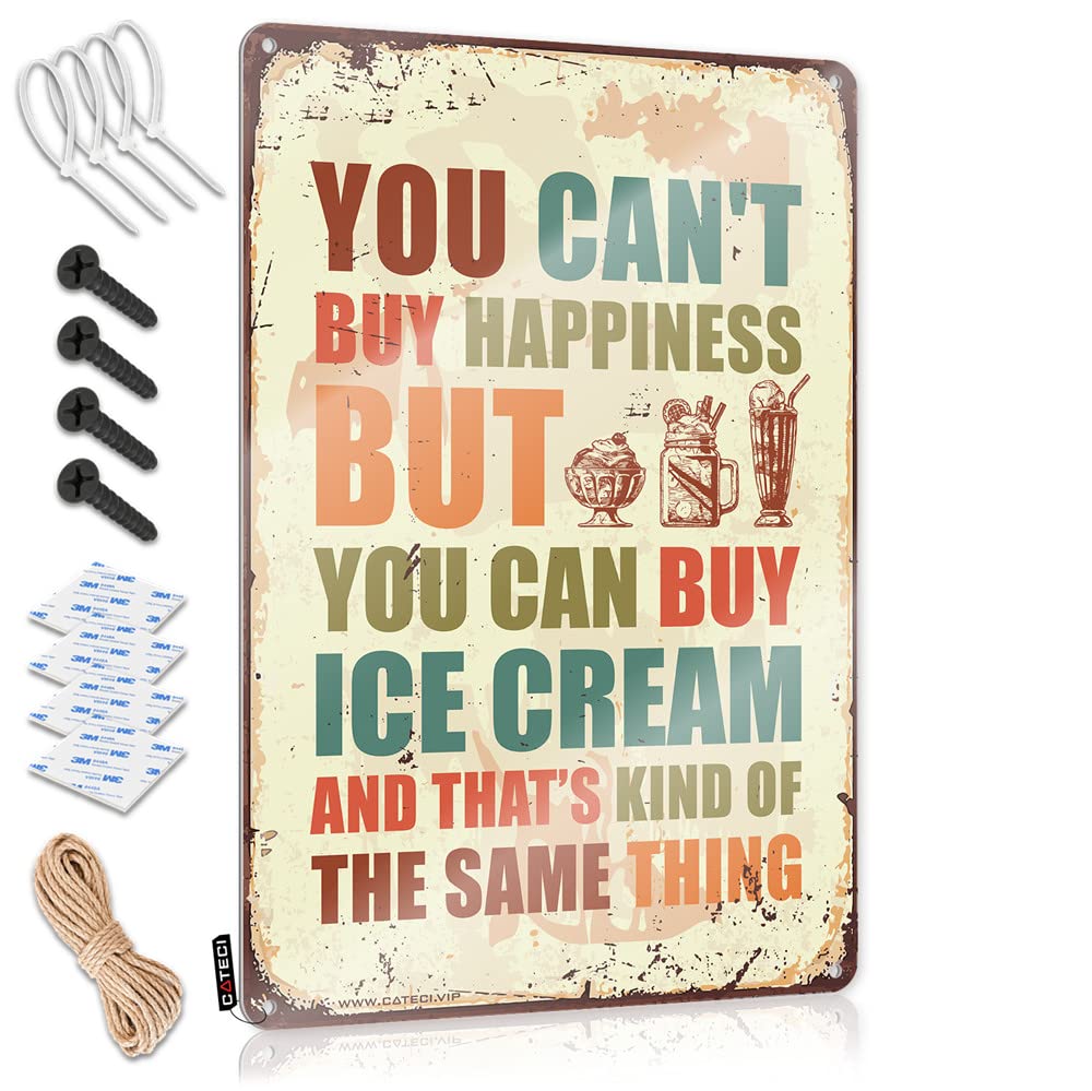 You Can't Buy Happiness But You Can Buy Ice Cream Wall Art Teen Bedroom Decor | Clean Decor Decorative Wall Art(30X40CM)