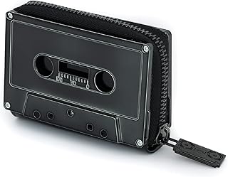 Retro Cassette Tape Wallet Case Credit Cards and Cash Cassette Wallet Zipper Wallet Colorful Women's Cute Wallet Vintage Wallet Retro Wallets Purse Card Holder Wallet for Women Black Chrome