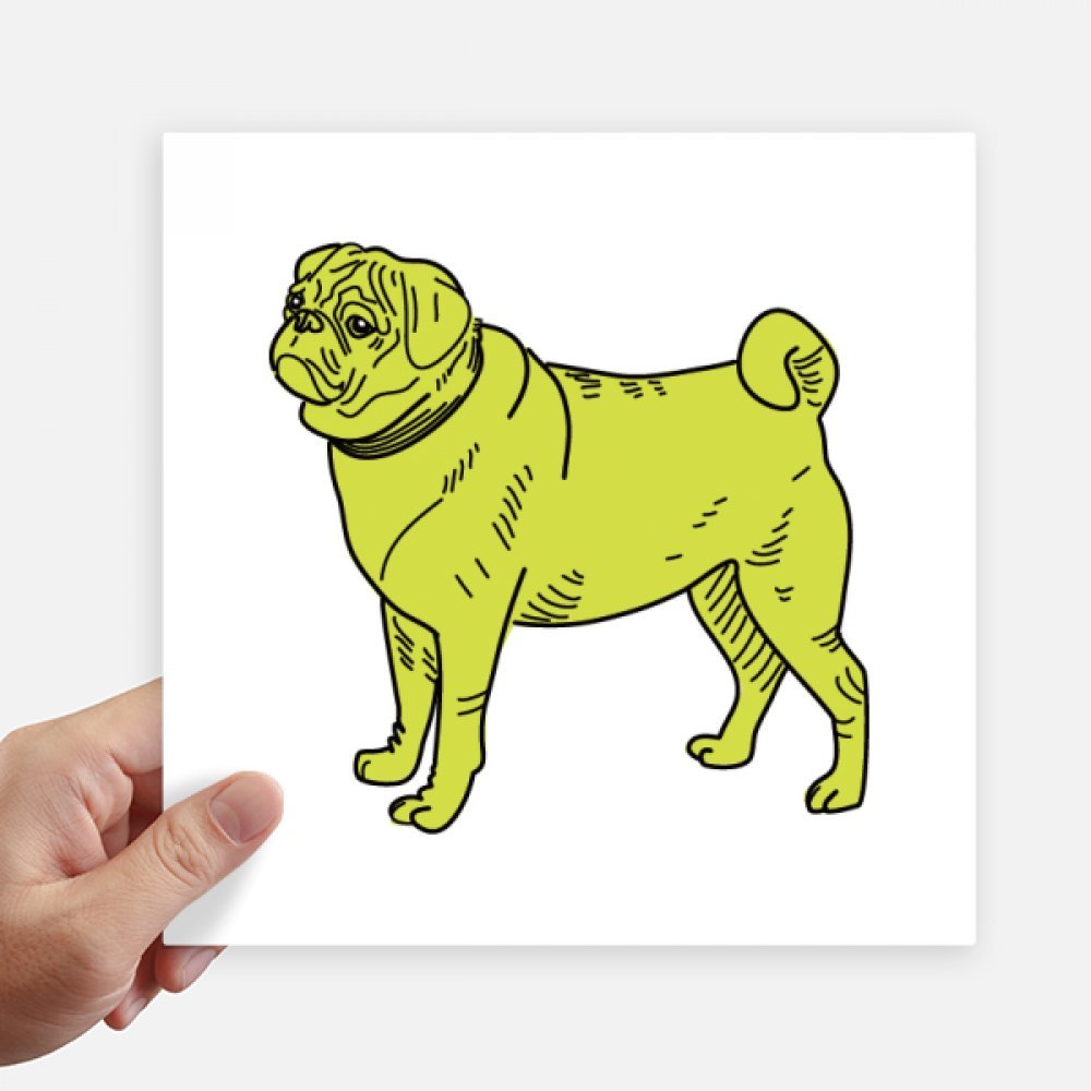 Autocollant carré Chien Jaune de 20 cm pour mur et ordinateur, lot de 4 stickers