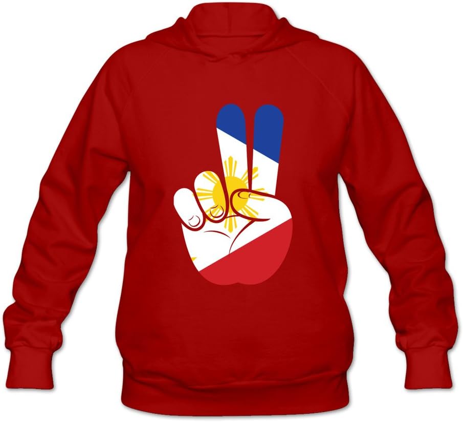 Female Philippines Flag Long Sleeve Hooded Sweatshirt XX-Large Red