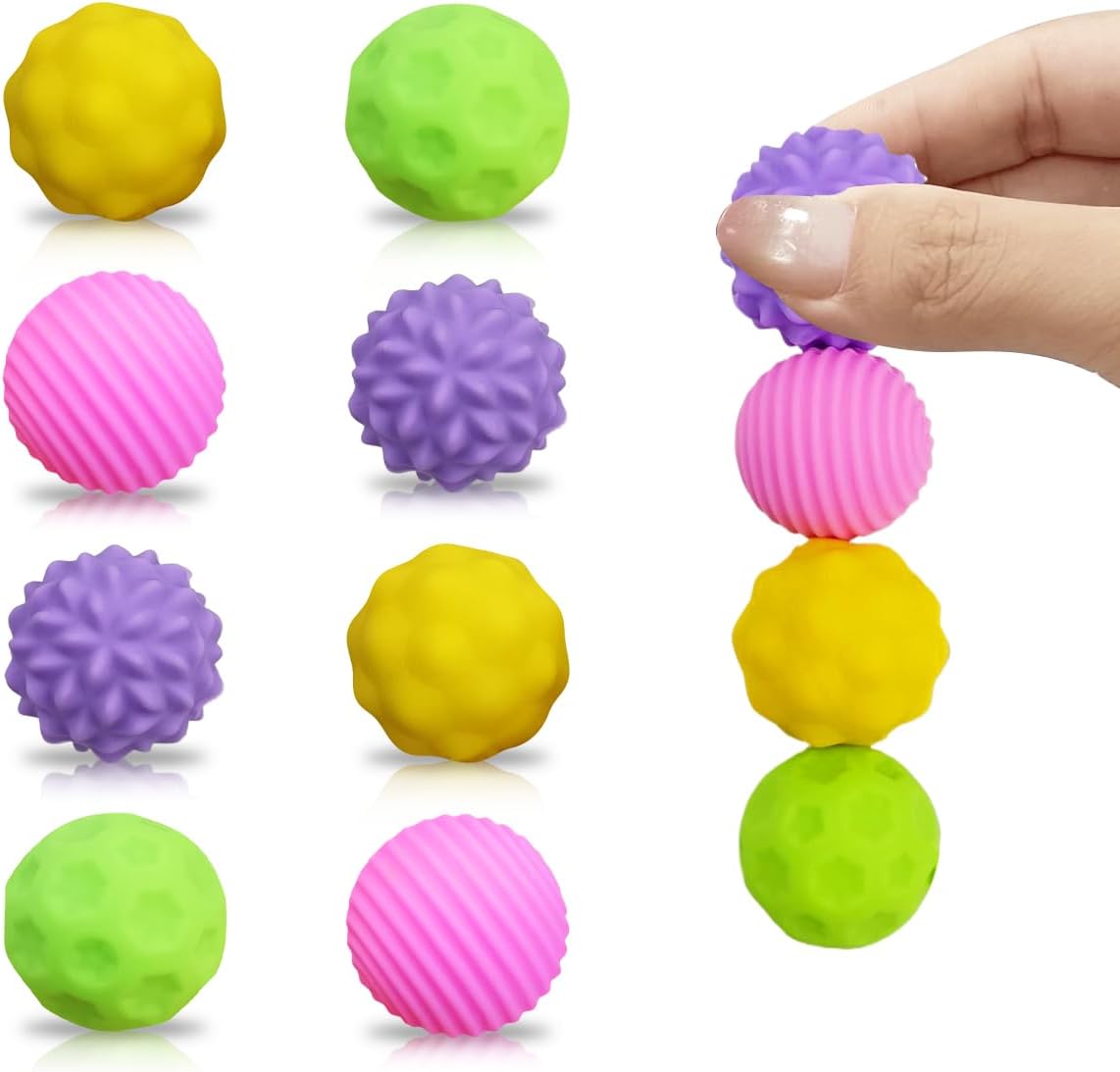 Pinkiwine 8 Pack Silicone Magnetic Balls Fidget Toys Textured Stress Relief Balls Sensory Toys for Teens Adutls Autism ADHD Easter Basket Stuffers Gifts Fillers