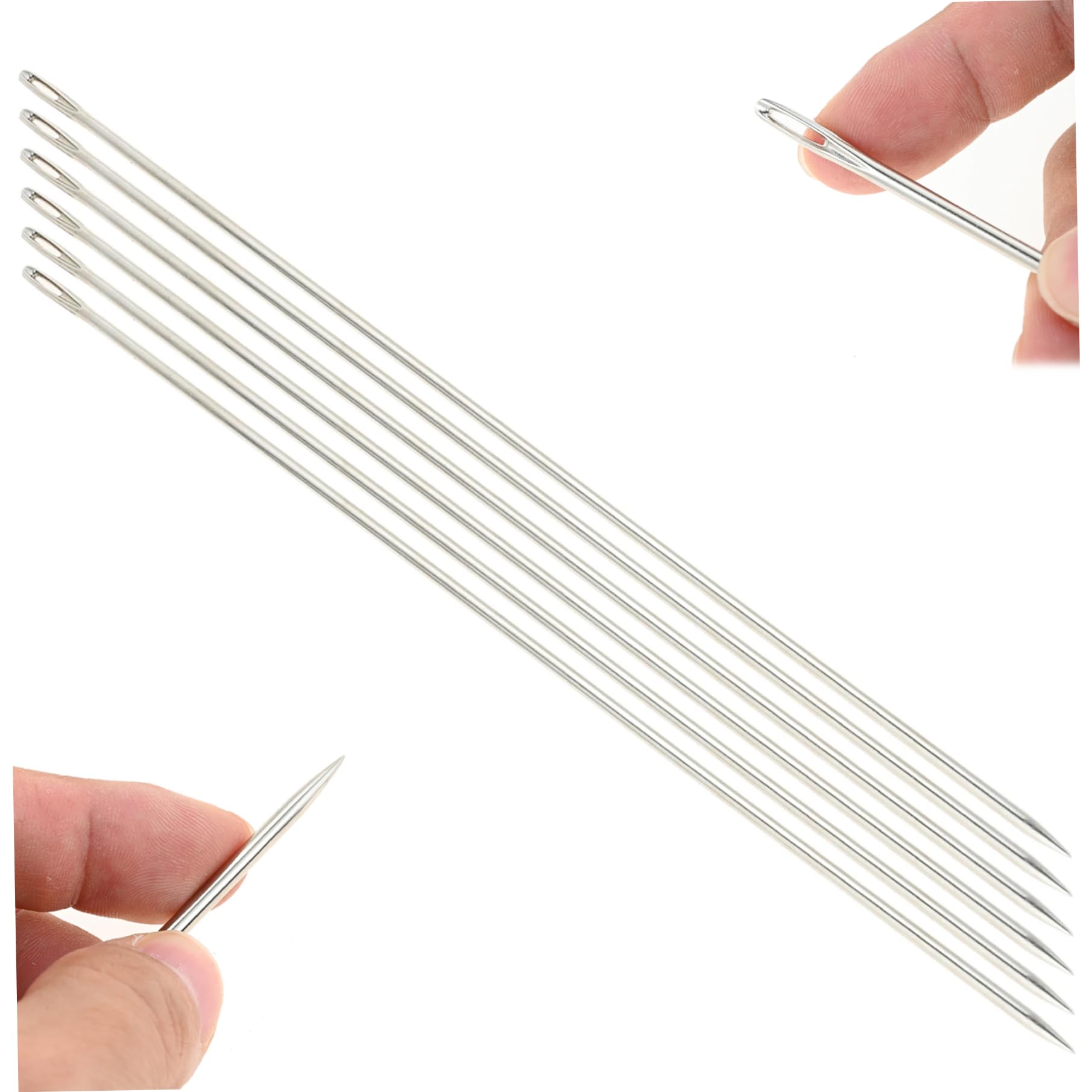 Darning Needle 6Pcs 12 Inch Silver Steel Upholstery Needle with 0.3cm Large Eye Sharp Sewing Accessories