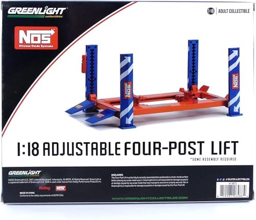 Miniatura 2 de Greenlight Sistemas de óxido nitroso NOS ajustables de cuatro postes de elevación azul y naranja para modelos de coches a escala 118 13672