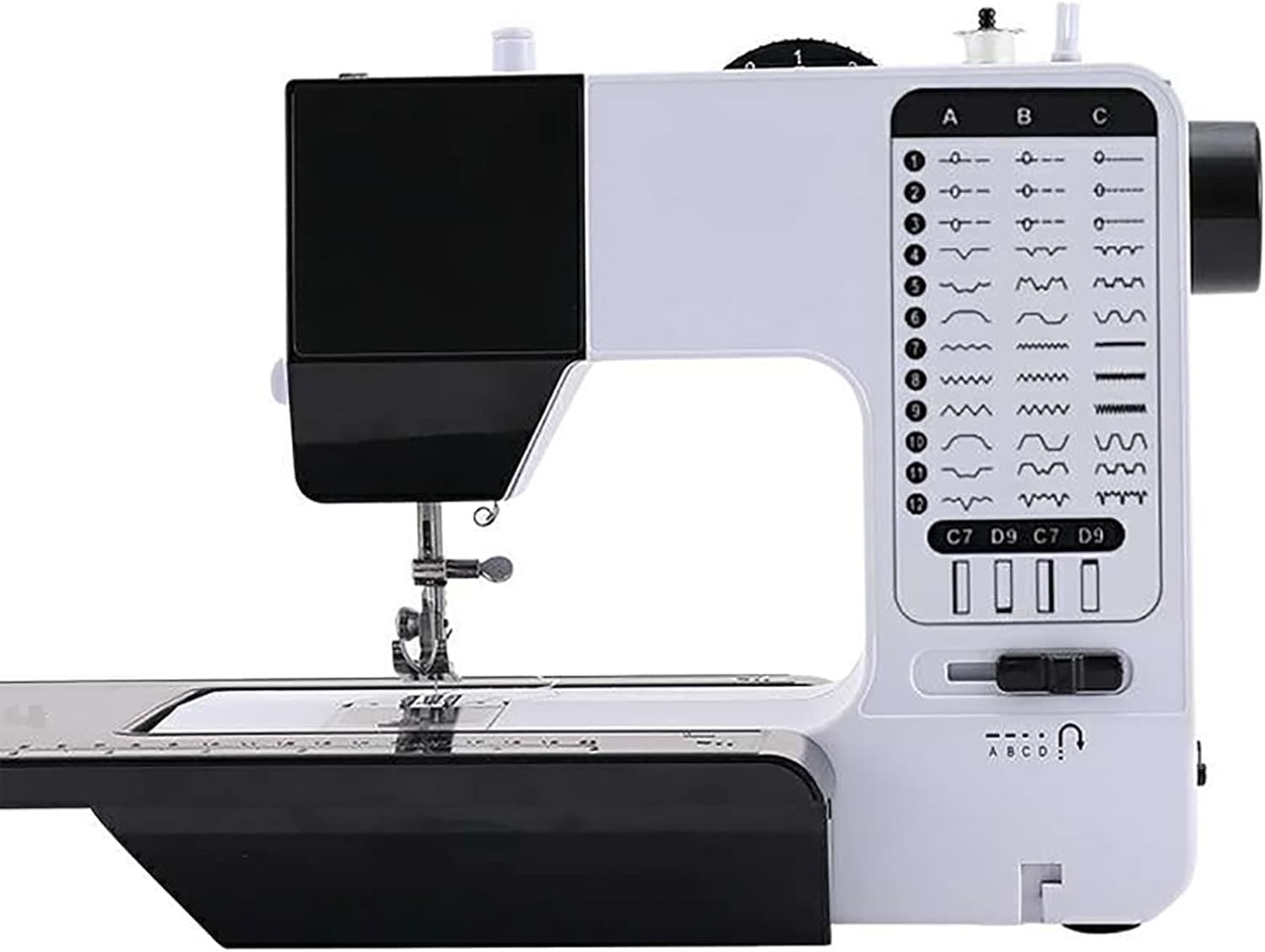 Máquina de coser de servicio pesado con 38 puntadas incorporadas para telas gruesas, herramienta de bordado de escritorio portátil, equipada con luz led y mesa de trabajo extensible, roscado automátic