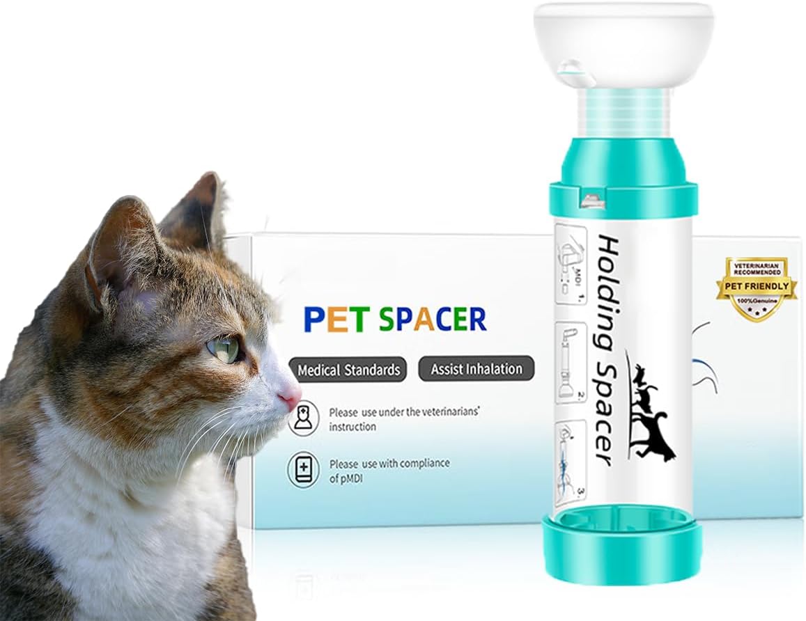 Cat Inhaler Spacer with 2 Round Silicone Mask | Feline Aerosol Chamber for Cats with a Respiratory Condition