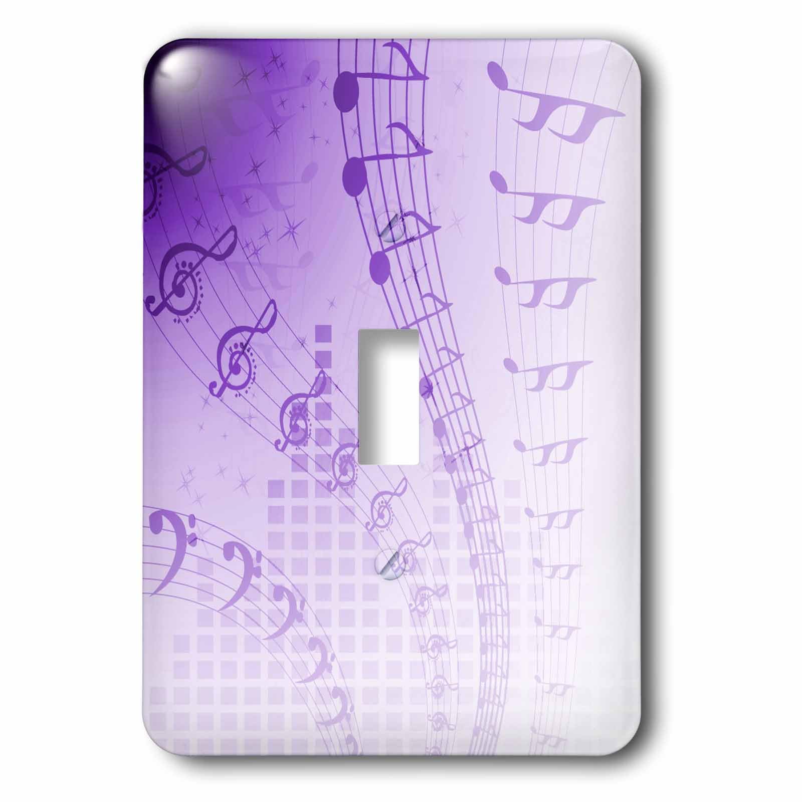 Plaque interrupteur à bascule notes de musique flottantes en violet