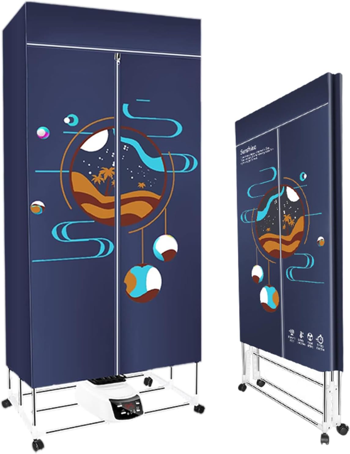 Portable Electric Clothes Dryer, Foldable Clothing Hanging Auto Dryer, 360° Circulation Heating, with Drying Timer, for Apartments, Dormitories