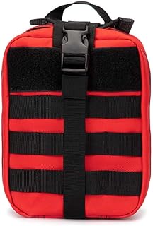Jipemtra Tactical First Aid Bag MOLLE EMT IFAK Pouch Rip-Away Trauma First Aid Responder Medical Emergency Utility Bag Military Tactical Pouch (Red)