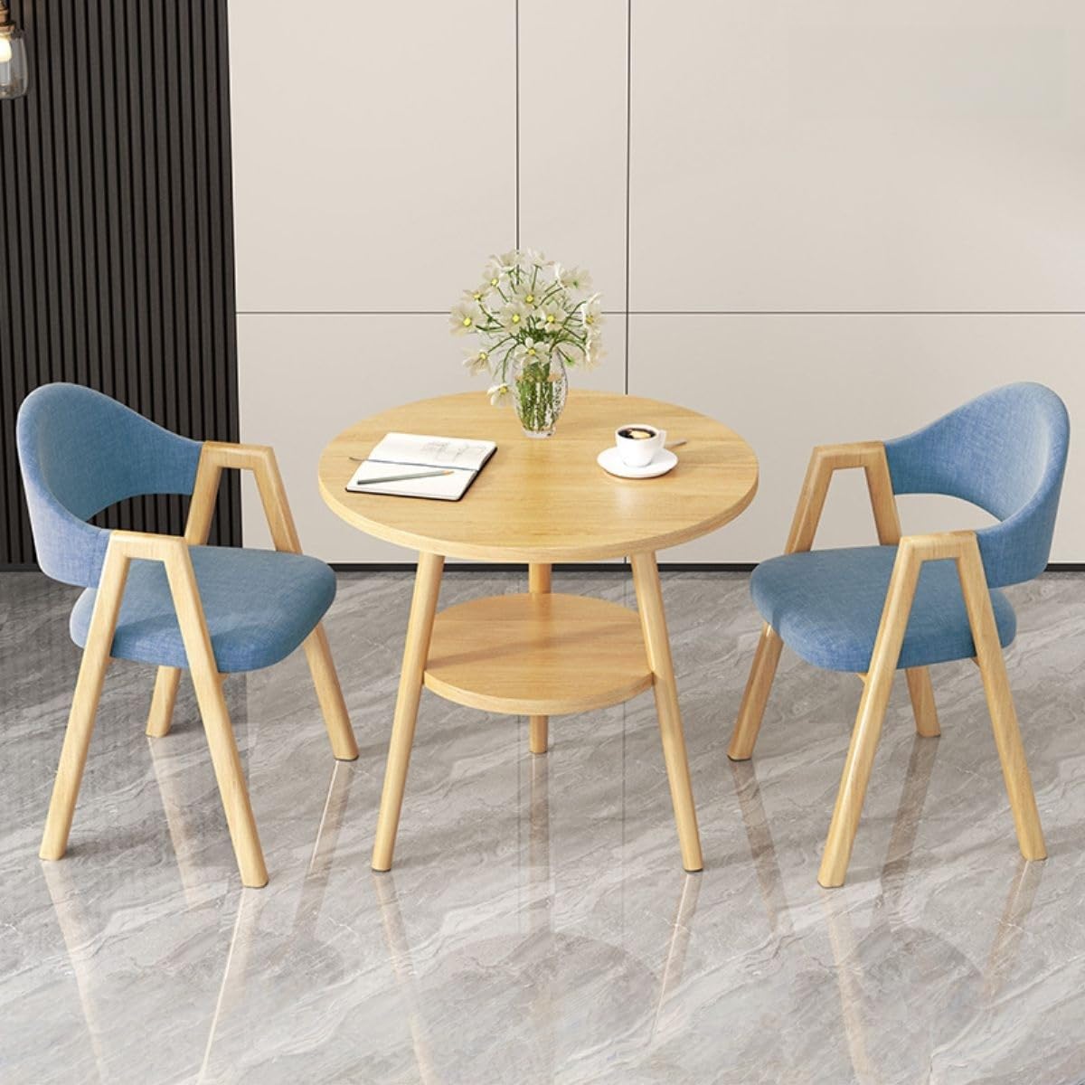 Office Reception Desk and Chair Set, Small Dining Table with Chairs, Business Coffee Leisure Table and Chair Set for Lounge, Living Room, Kitchen, Cafe, Small Spaces