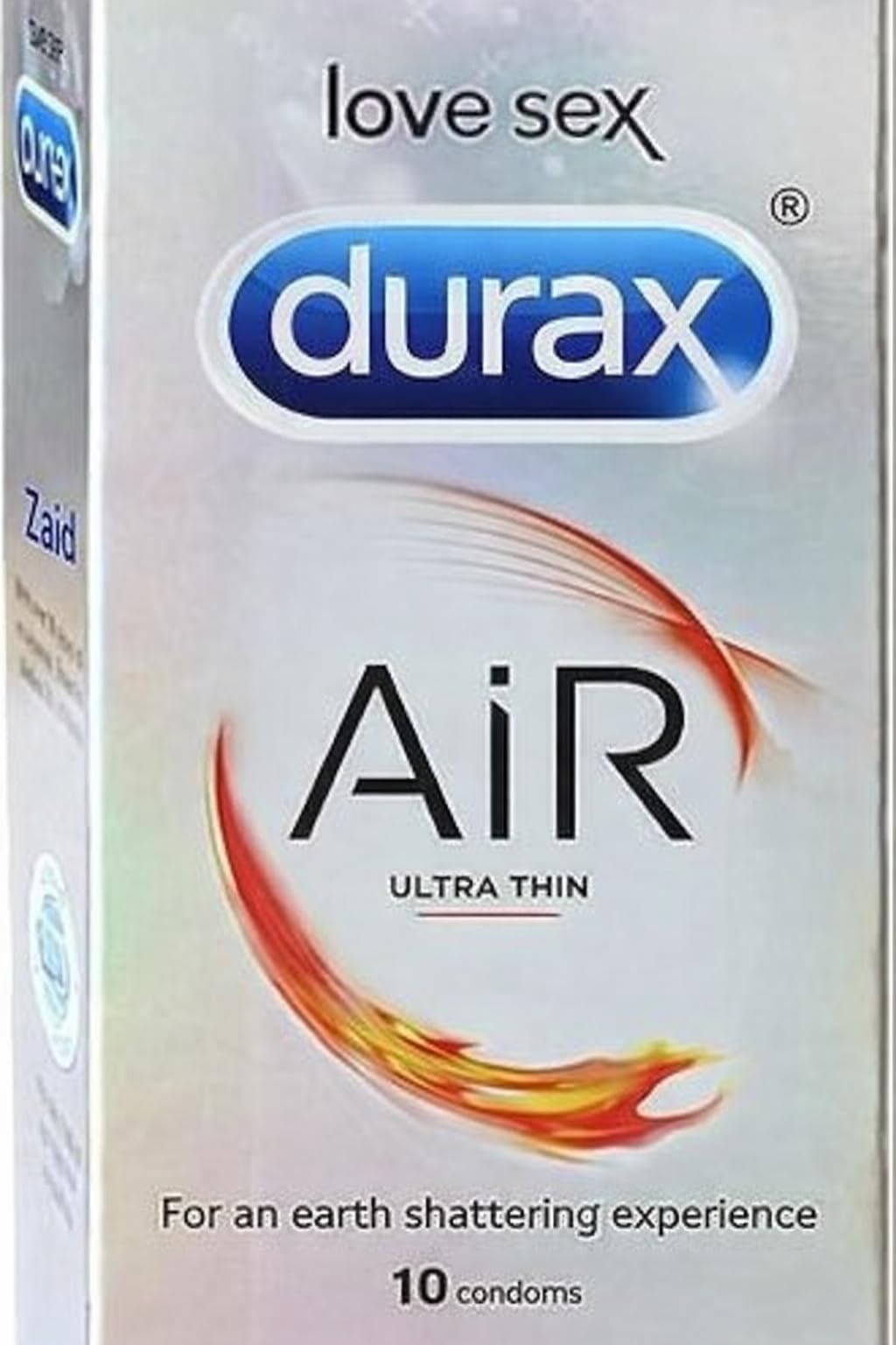 Zaid Durax Air Ultra Thin Latex Condoms – Natural Feel & Lightweight Comfort - 10 count