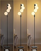 Vista 3 de Lightdot Lámpara de pie de globo regulable de 64 pulgadas (brillo ajustable), lámparas de pie negras con 4 bombillas de 3000 K incluidas, lámpara