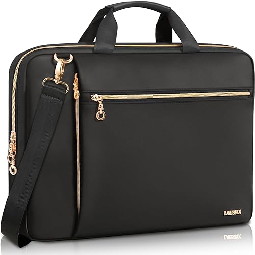 Funda Bolsa para Laptop Mujeres Hombres Funda para Computadora Compatible con MacBook/Dell/HP/Acer/ASUS/LG, Maletín de Transporte de Hombro Negro