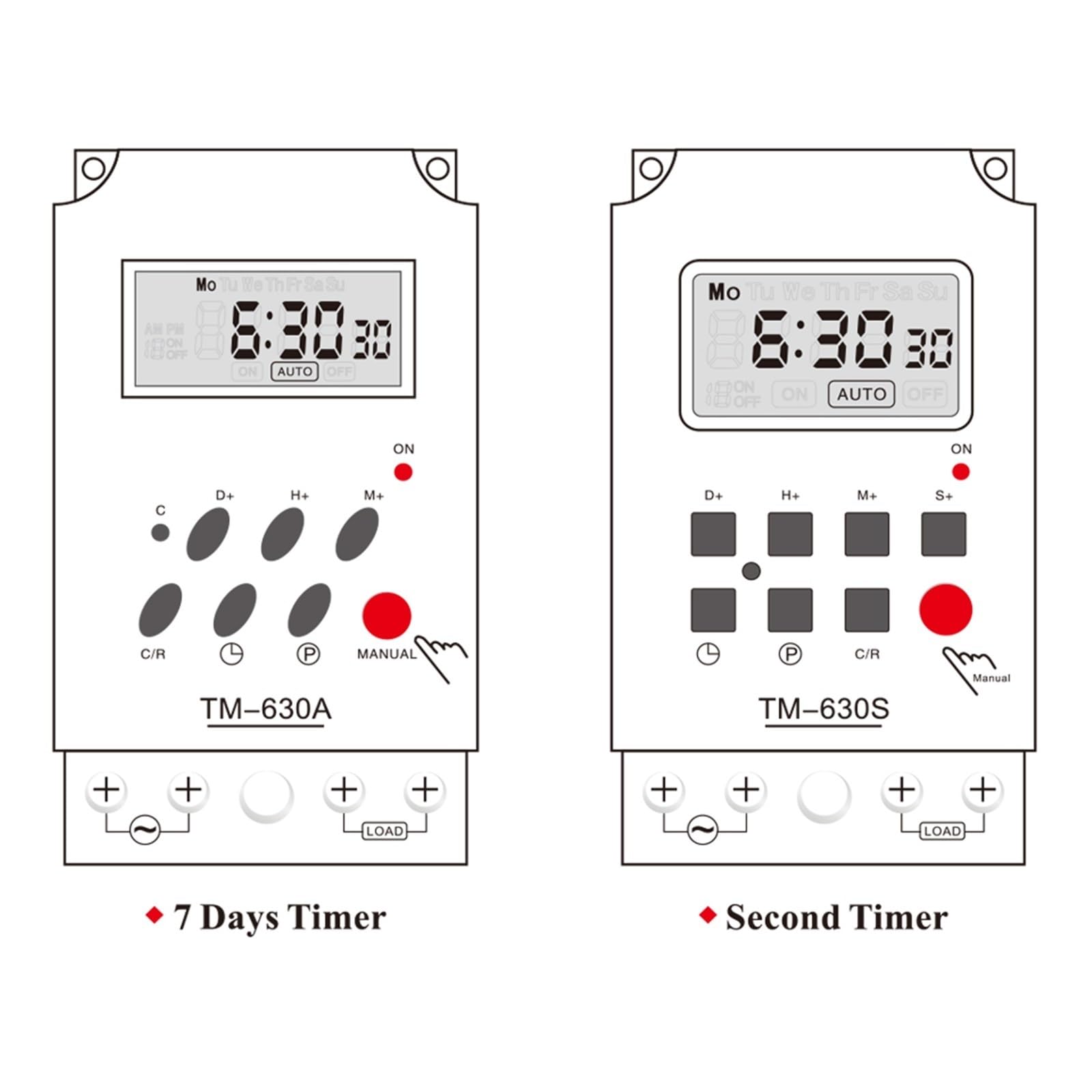 ZERVA 230VAC 30A Carga Pesada 1NO 7 días Temporizador programable semanal, Digital 220V Electrónico Temporizador de intervalo de 1 Segundo Salida de Potencia (Size : 220V)