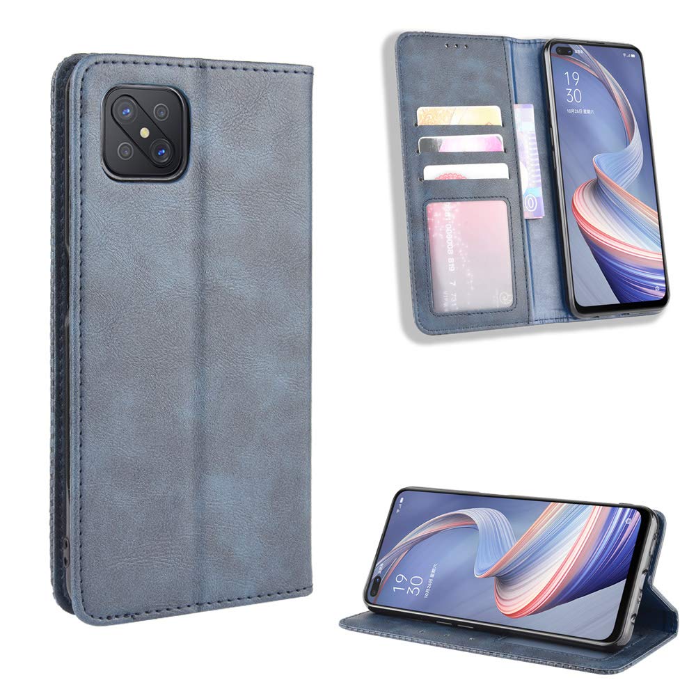 Custodia Portafoglio In Pelle PU Con Supporto Per OPPO Reno4 Z 5G - EASSGU, Flip Cover Magnetica Con Slot Carte E Portamonete (Blu)