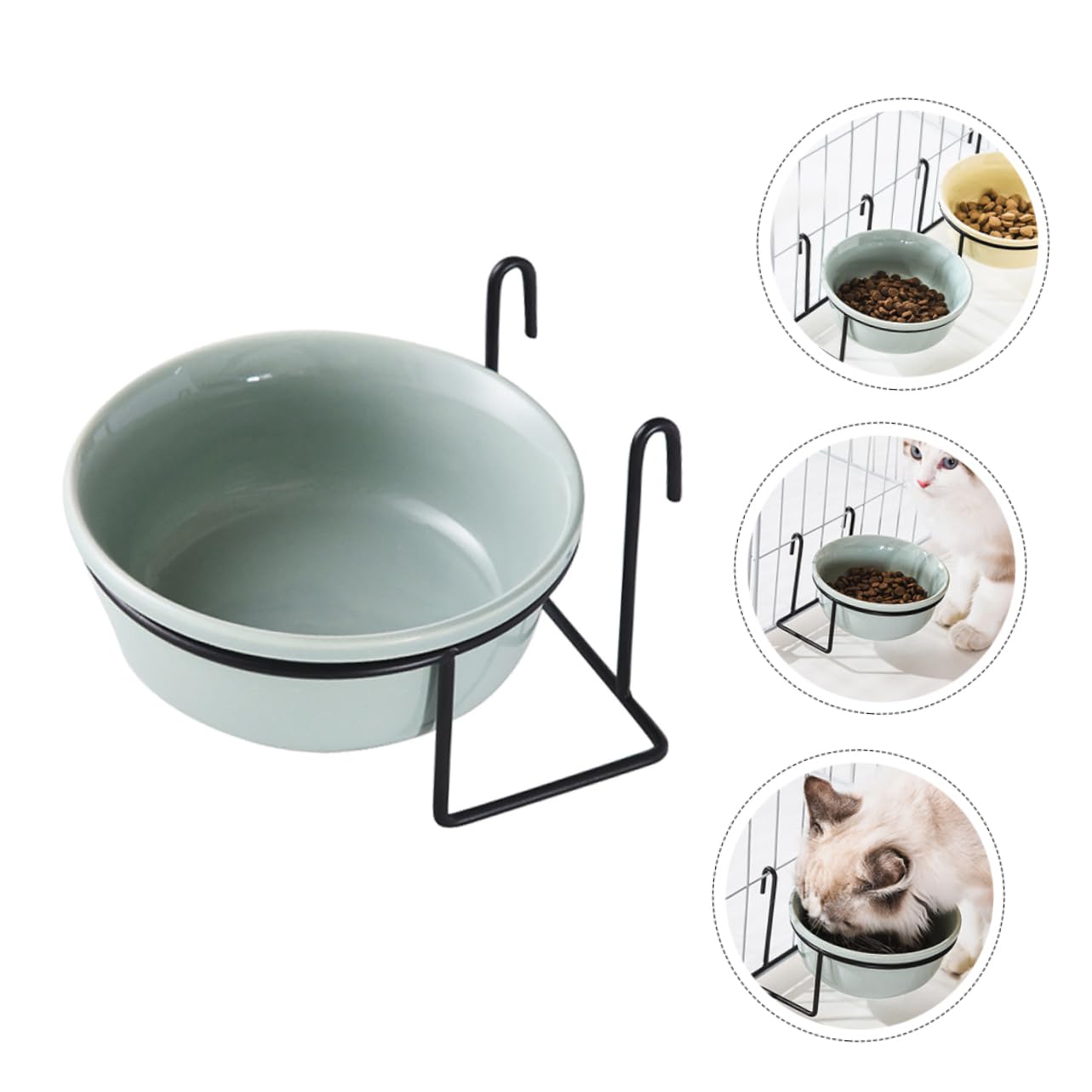 Cuenco colgante para mascotas, comedero de agua y alimentos para perros y gatos pequeños, diseño de cerámica para perreras y jaulas, recipiente conveniente para mascotas