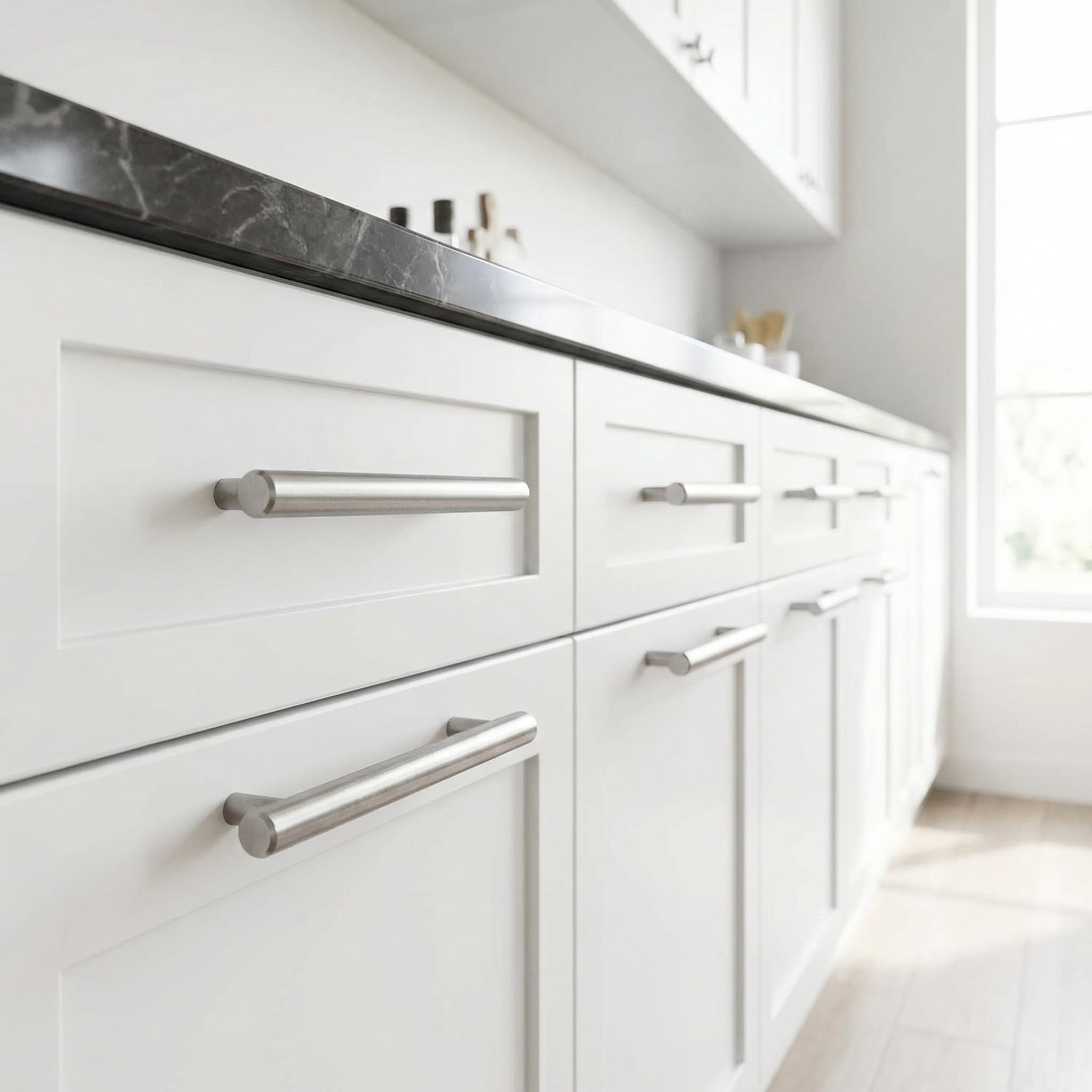 4 piezas de tiradores para muebles de acero inoxidable, distancia entre agujeros de 128 mm, tiradores para cocina, tiradores para armarios de plata, tiradores para puertas, tiradores para