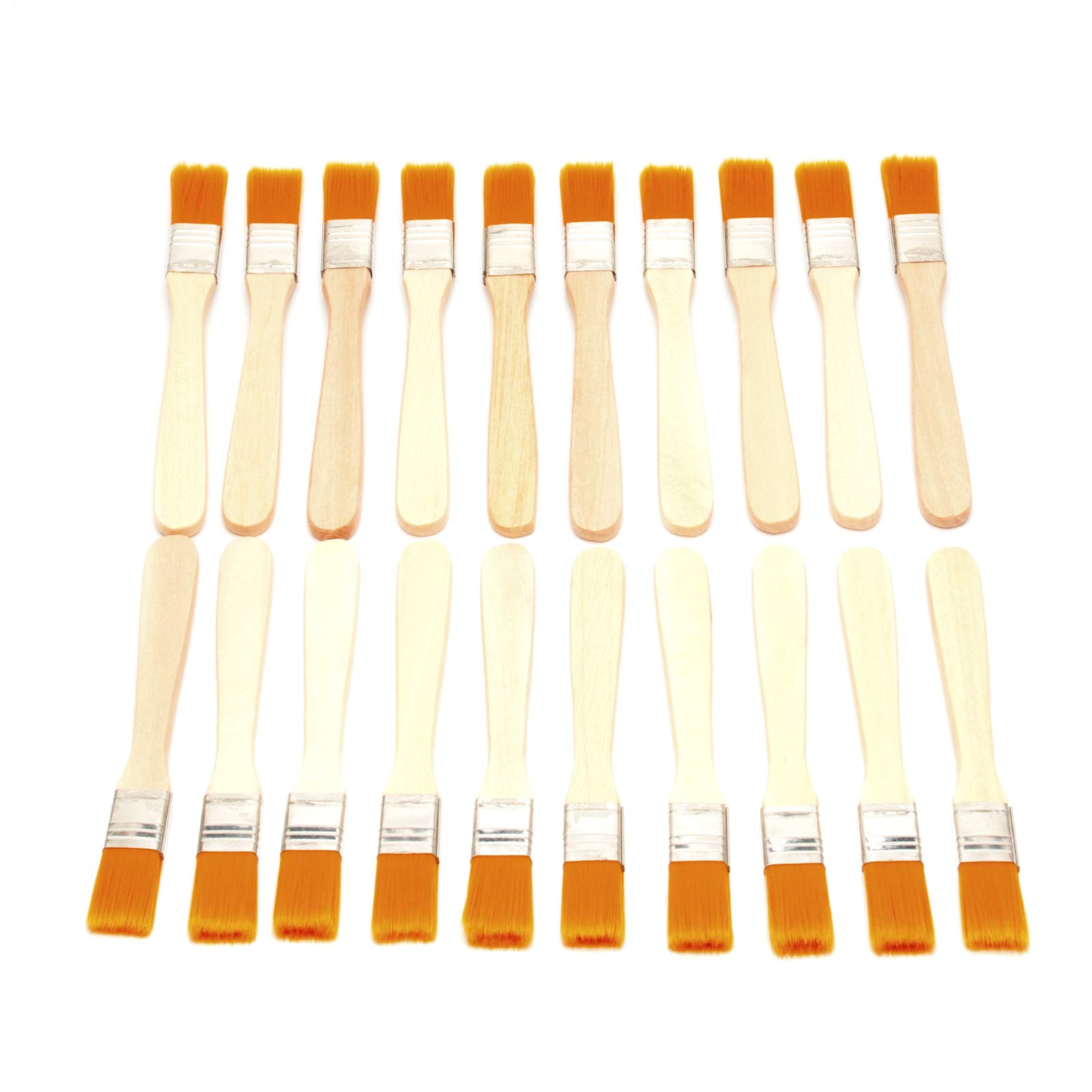 Set di pennelli piccoli, 20 pezzi, 11 mm di larghezza, piccoli pennelli per ritocchi, pulizia, colla, progetti fai da te, manico in legno, giallo polvere, per casa, tastiera e applicazioni di vernice