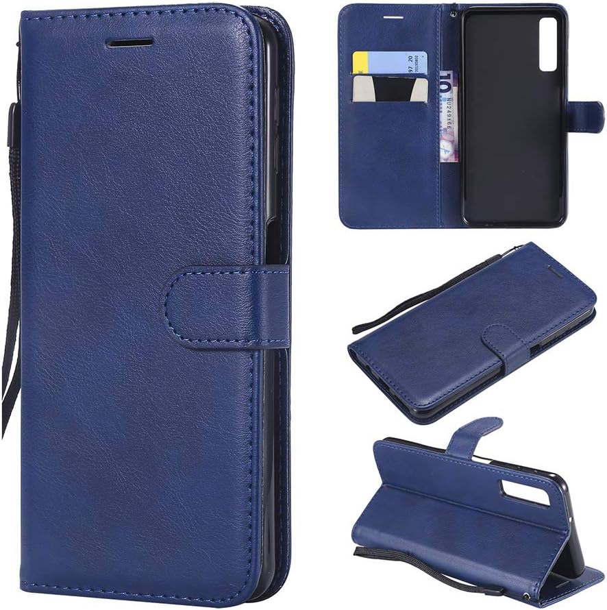 Samsung Galaxy A7 Case Wallet, Samsung A7 2018 Case, UDIKEFO Premium Leather [Kickstand & Magnetic Closure] [Card Slot] Flip Cases for Samsung Galaxy A7 2018 A750 SM-A750F A750F - Deep Blue