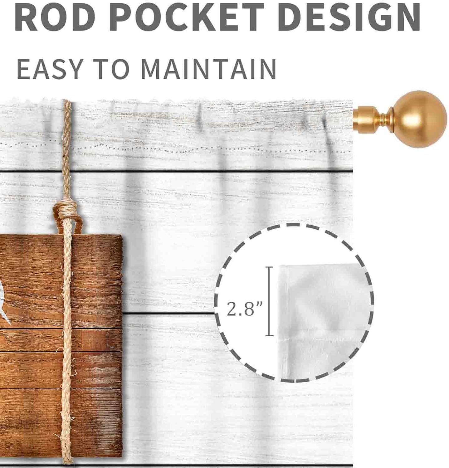 Farmhouse Kitchen Curtainsm, Rustic Fork and Spoon Woodern Plank Board Cook Theme Country Cottage Cafe Living Room Bedroom Window Curtains Drapes Treatments 2 Panels, 42"x63" Inch