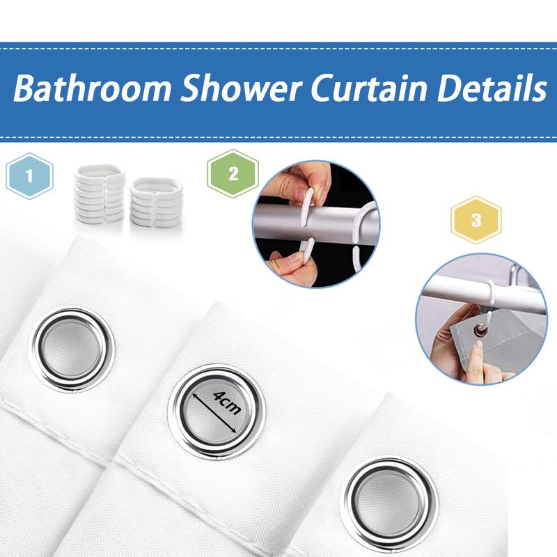 Rideau de douche motif floral moderne en tissu imperméable 140x200cm - 6