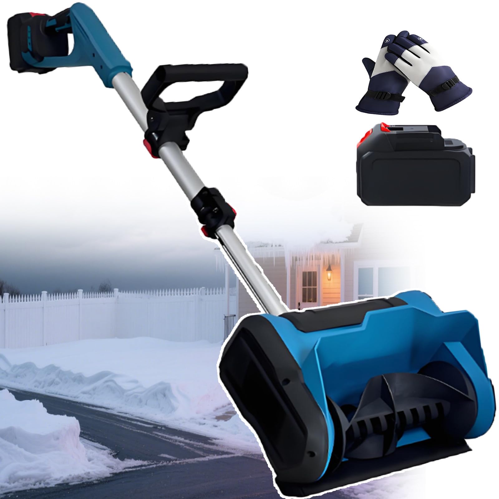 Pala da Neve Elettrica Portatile-Spazzaneve Senza Fili,Motore Brushless da 600 W + 30 Minuti di Durata della Batteria,Larghezza di Pulizia di 25,4 Cm E profondità di 16 Cm 1battery