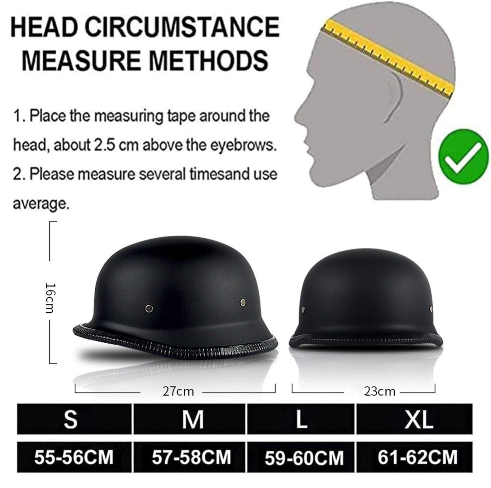 Demi-Casque Moto À L'allemande Vintage,Casques Ouverts Rétro Homologués ECEDOT Hommes Et Femmes Street Cruiser Jet Style Casque avec Boucle À Dégagement Rapide Réglable(1,XL(61~62CM))
