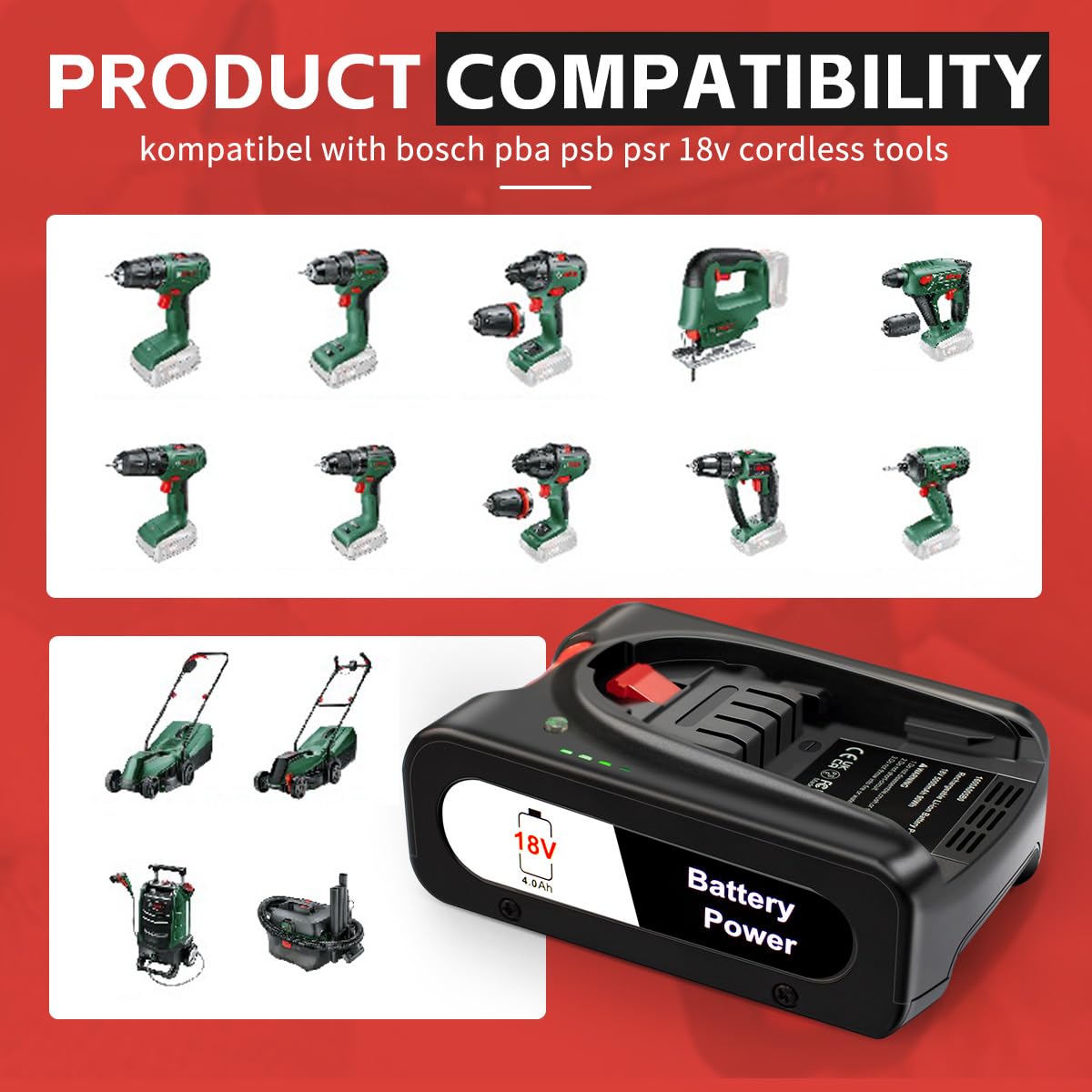Bosch PBA - Batteria di ricambio da 5000 mAh, 18 V, per batteria e caricabatterie, ad alta capacità, confezione da 2