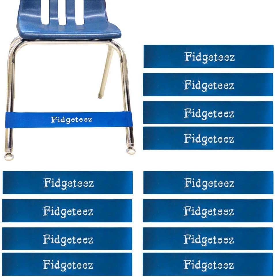 Fidgeteez Set of 12 Chair Bands. Helps Improve Focus in the Classroom. Bounce or Stretch the Bands. Works for ADD, ADHD, Autism, and Sensory Needs. Silent and Non-Disruptive.