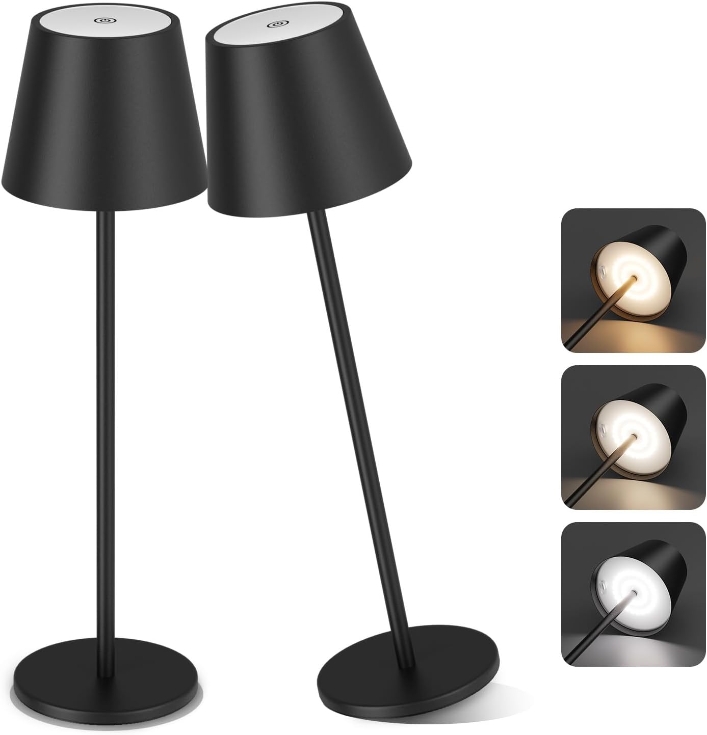 Aipsun Rechargeable Cordless Table Lamp 2 Pack, 6200mAh Battery Powered ...