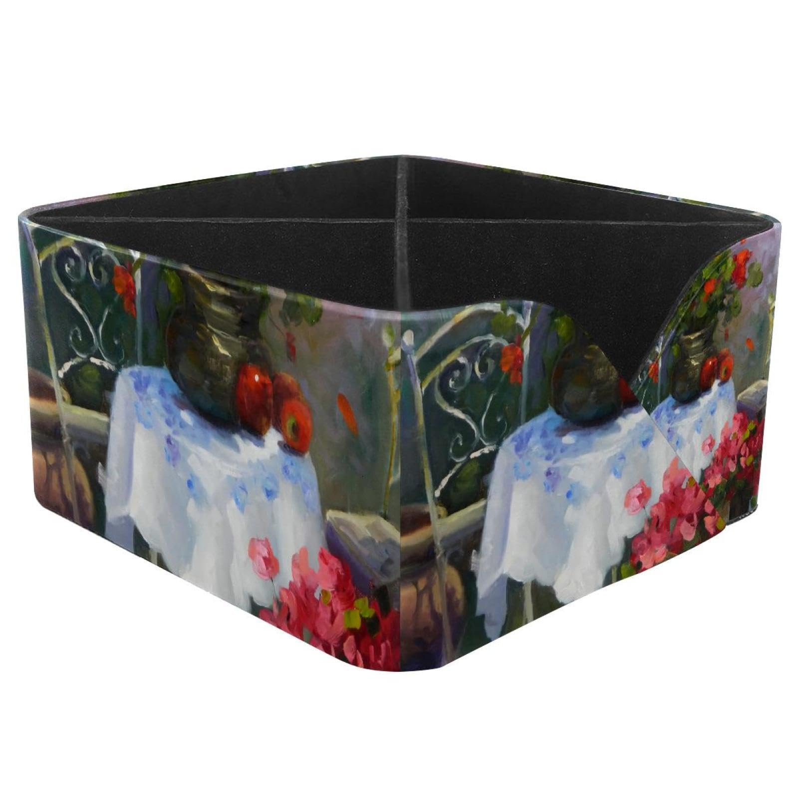 KengjuTesu Red Geraniums Desktop Organizer Pen Holder, Rectangular Pencil Cup for Office, Study and Makeup Stations