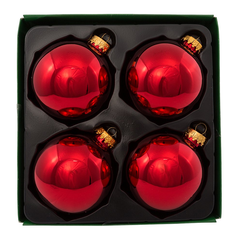 Kurt Adler 80 mm Lucido Rosso Palla di Vetro Decorativo, Pezzi Box Set