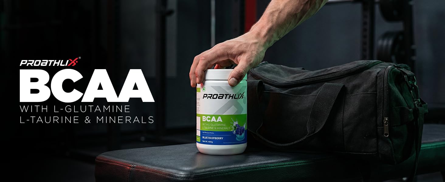 Proathlix BCAA Supplement | With Leucine, Isoleucine, Valine, Glutamine, Taurine | Supports Muscle Recovery, Endurance & Hydration | Intra & Post Workout | 30 Servings (13.33g) | Tropical Twist | 400g — Amazon image 7