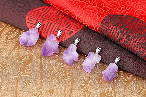 Coai Raw Amethyst Crystal Pendant Necklace #TOP2