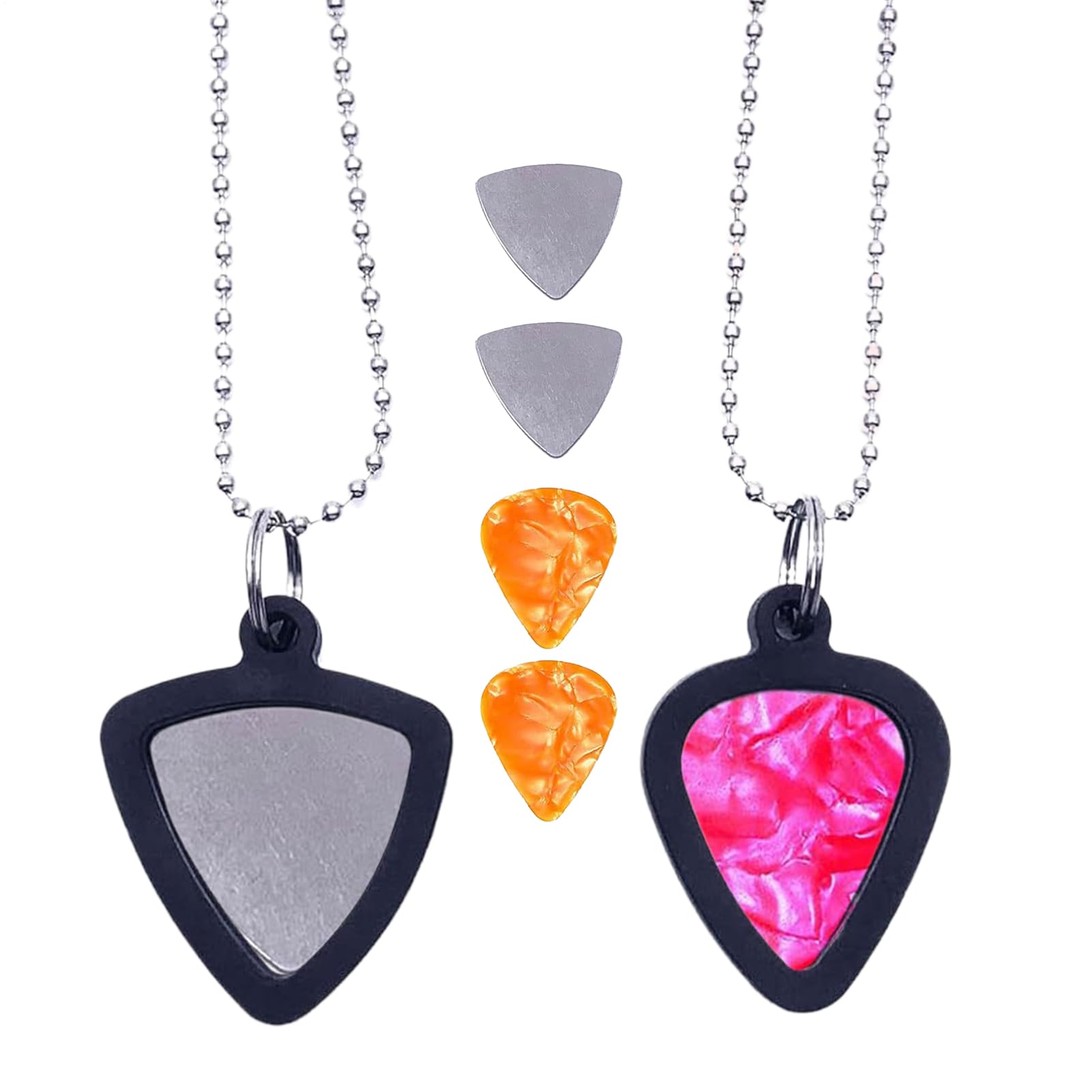 Guitar Pick Necklace Holder, Electric Bass Picks, 27.56 Inches, Adjustable Pendant Cord, Lightweight Storage Charm, Music Accessory for Playing Convenience, Concert or Practice Use