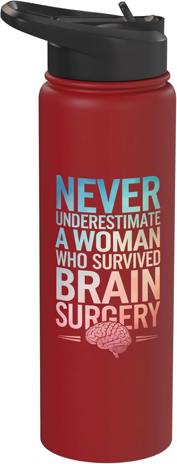 Cute Brain Surgery Art For Women Brain Tumor Cancer Survivor Stainless Steel Insulated Water Bottle