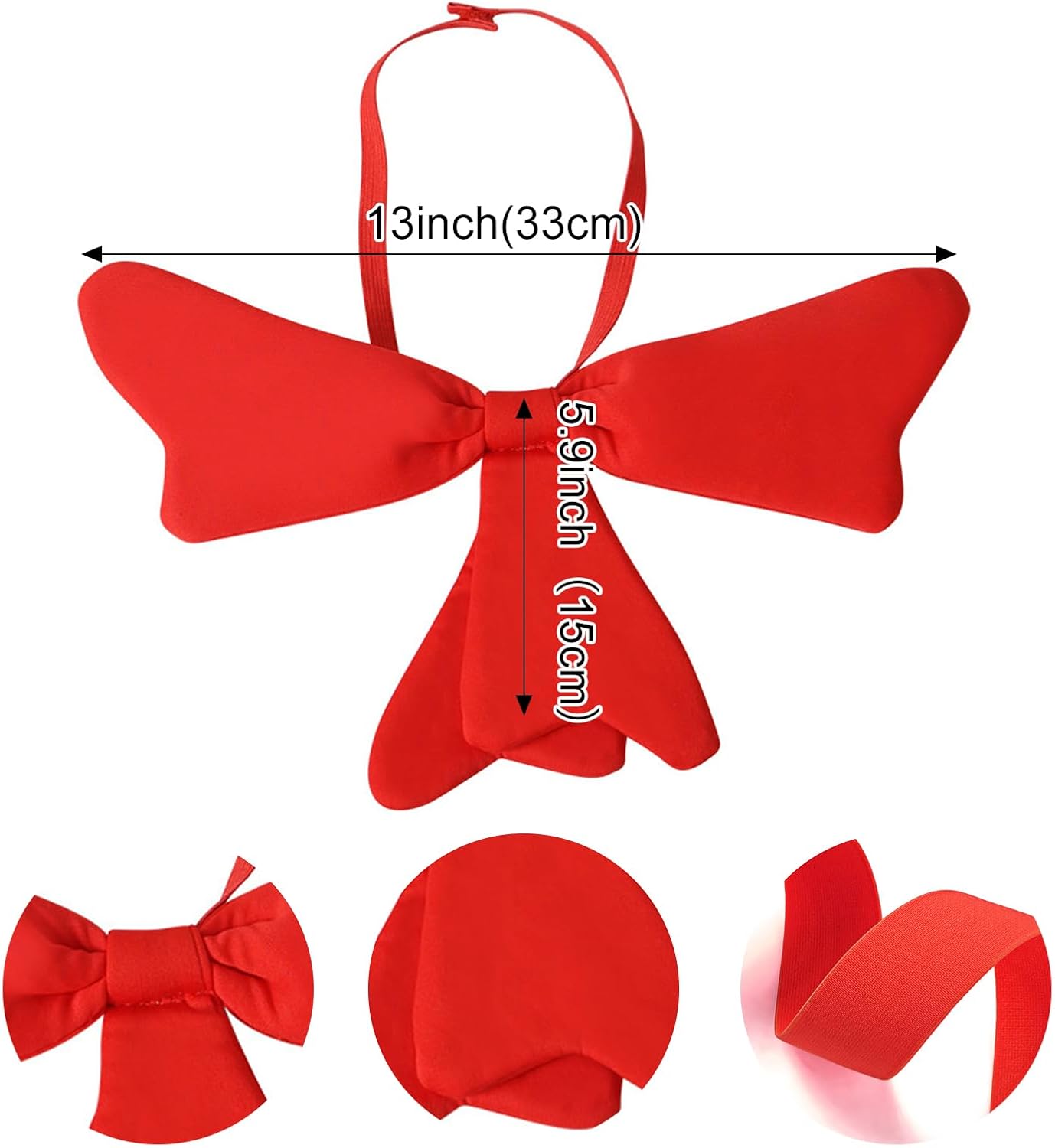 Book Character Costume Accessories Set, Cat Ears Headband with Red and White Stovepipe Hat, Red Bow Tie, White Gloves for Dress Up, Halloween, Cosplay - Image 3